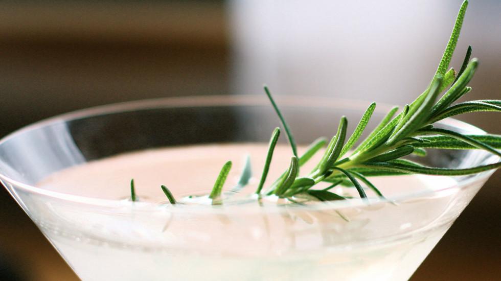 Close-up of a Rosemary Cocktail.