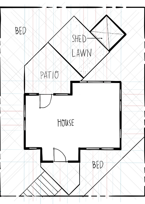 lines of force garden design illustration with rooms