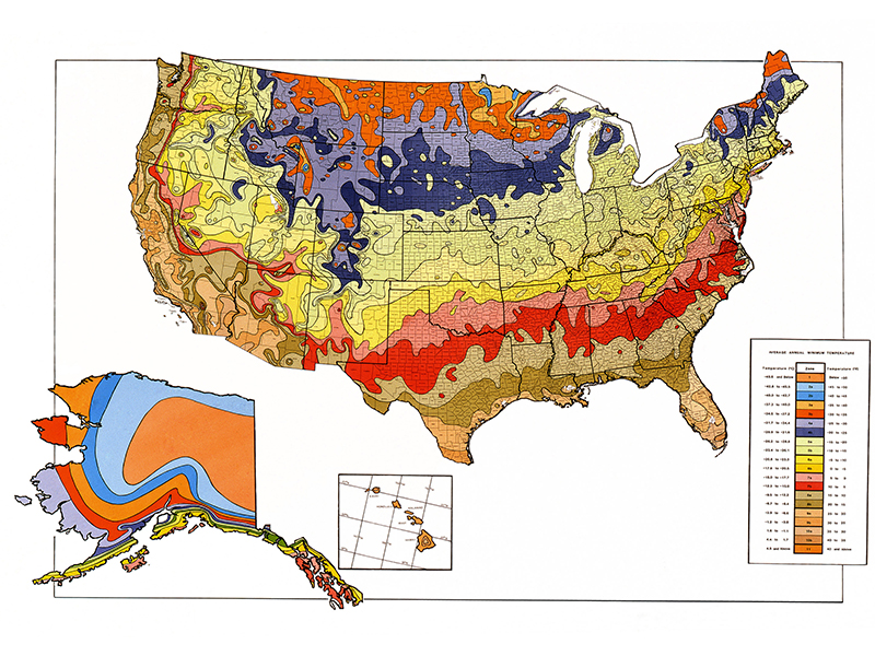 1990 USDA Plant Hardiness Zone Map