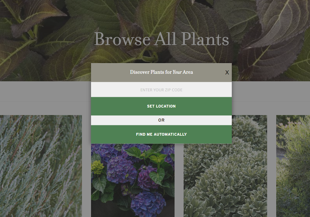 browse all plants with zone finder